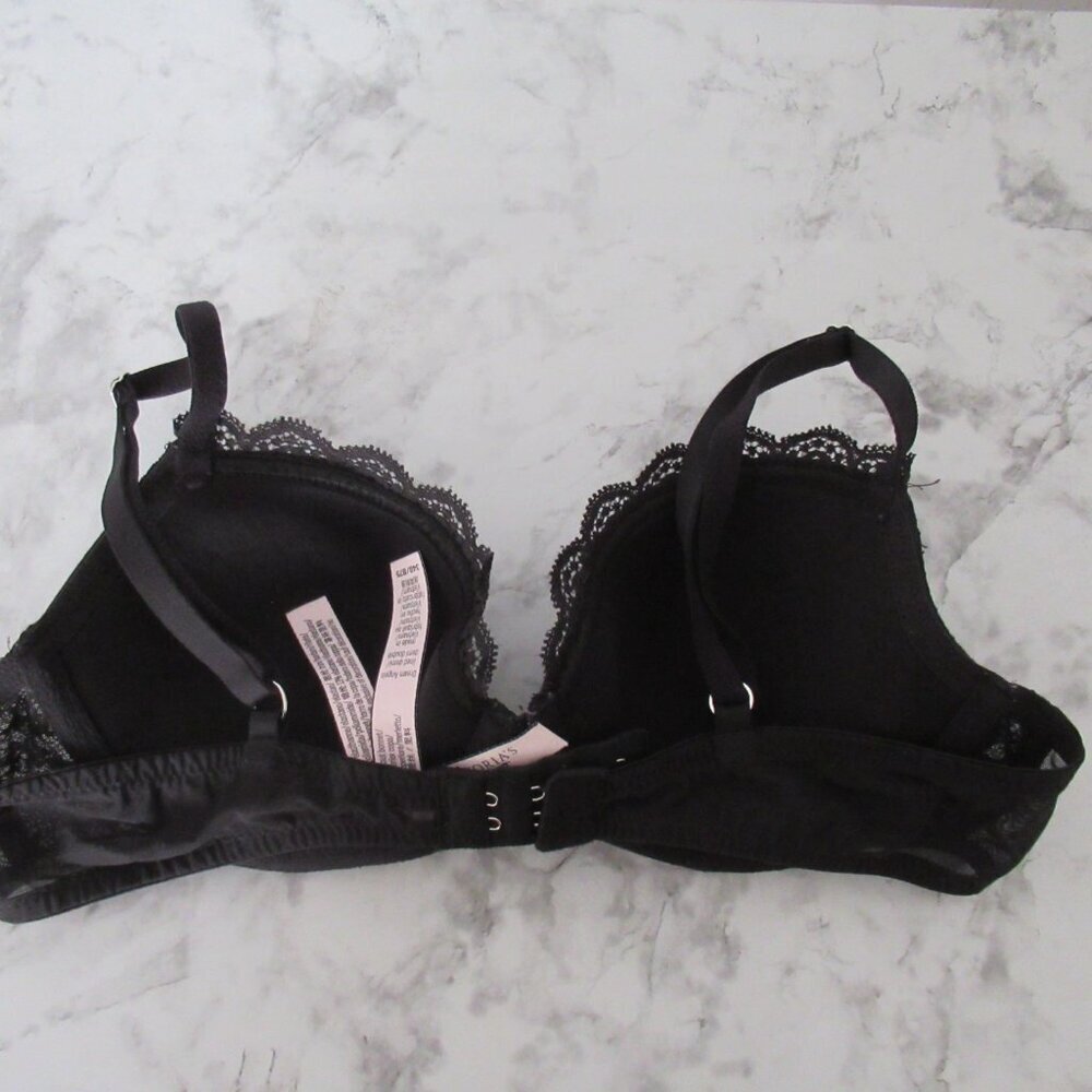 Victorias Secret Bra 34B Black Lace Lined Demi Underwire Padded Dream Angels - Picture 6 of 6